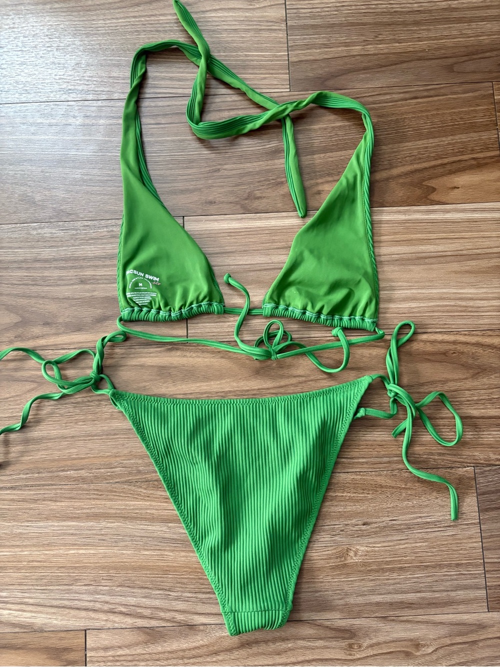 PacSun Green Ribbed Triangle String Bikini - Picture 2 of 3